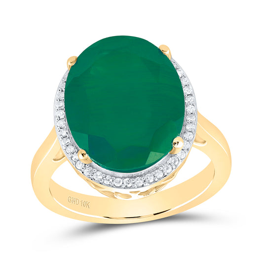 10kt Yellow Or White Gold Natural Diamond 15x12 Mm Oval Synthetic Wedding Engagement Anniversary Ring