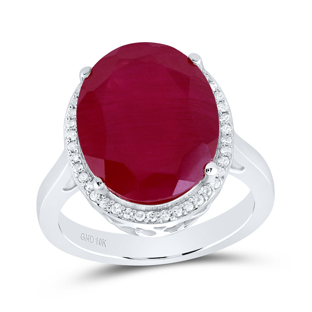 10kt Yellow Or White Gold Natural Diamond 15x12 Mm Oval Synthetic Wedding Engagement Anniversary Ring