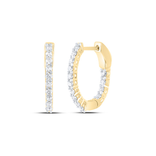 14kt Yellow Gold 1/2 Cttw Natural Diamond Ana M Fashion Oval Hoop Earring