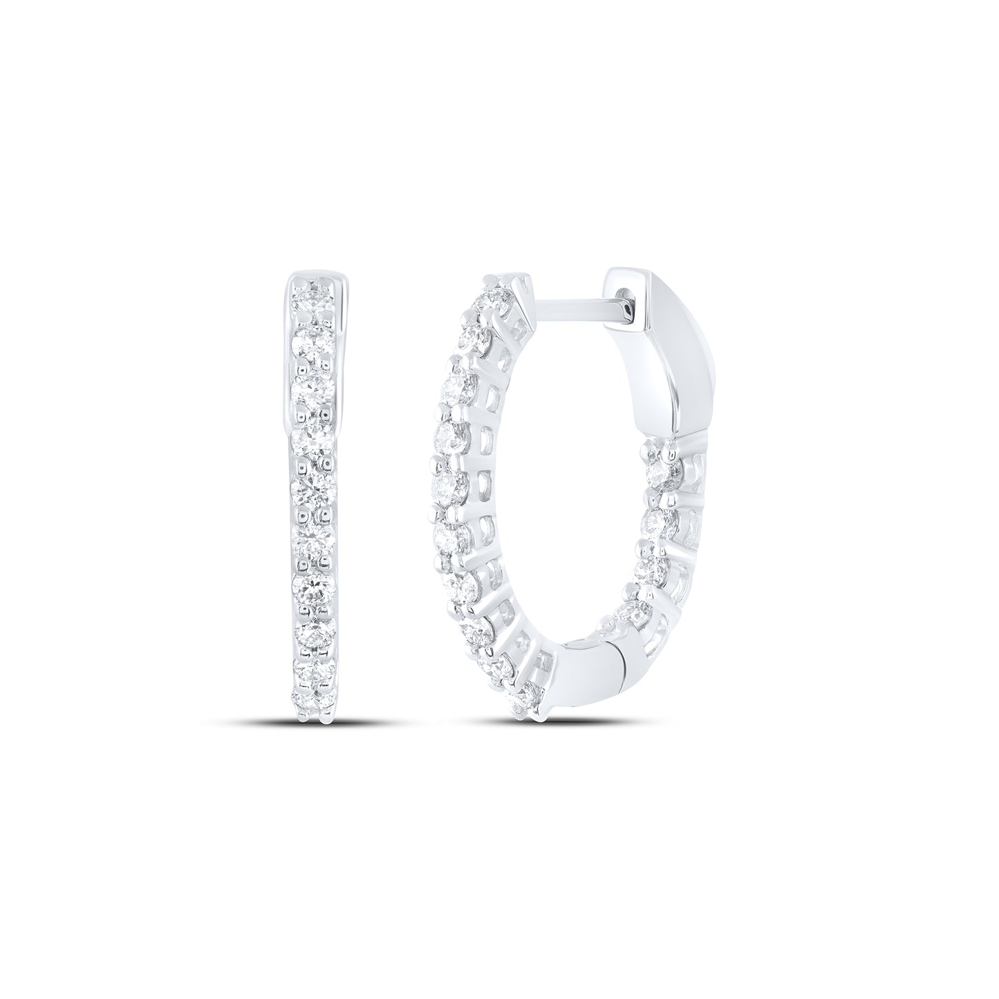 14kt White Gold 1/2 Cttw Natural Diamond Ana M Fashion Oval Hoop Earring