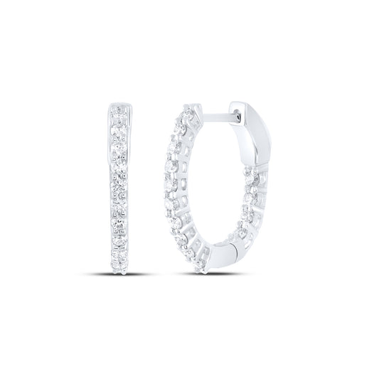 14kt White Gold 1/2 Cttw Natural Diamond Ana M Fashion Oval Hoop Earring