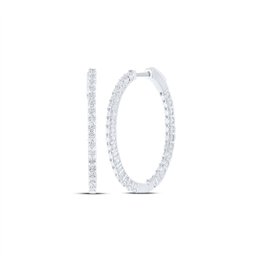 14kt White Gold 1 1/2 Cttw Natural Diamond Ana M Fashion Oval Hoop Earring