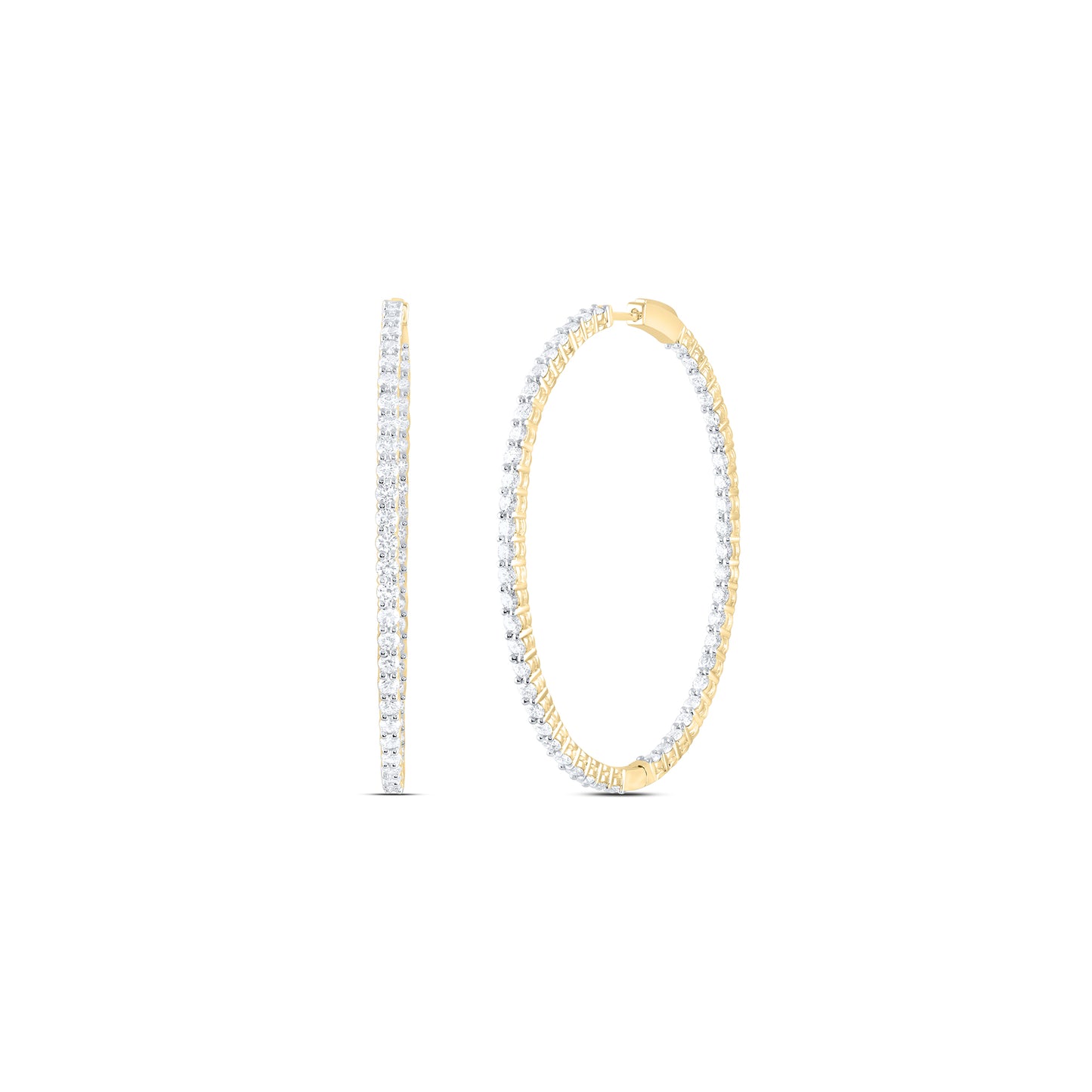 14K Yellow Gold 4Ctw Natural Diamond Ana M Fashion Oval Hoop Earring