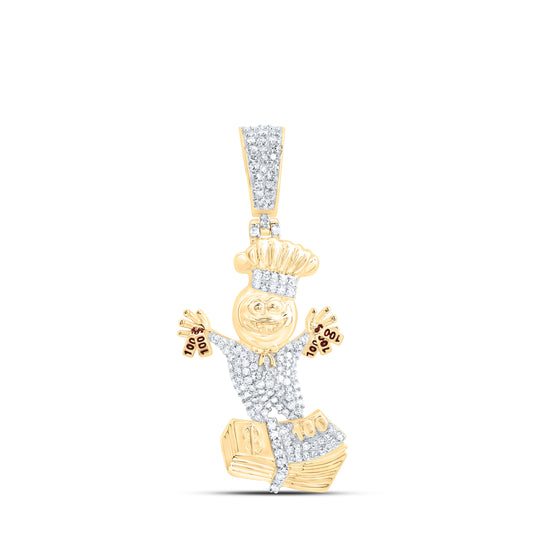 10kt Yellow Gold 3/8 Cttw Natural Diamond Money Dollar Sign Mens Charm