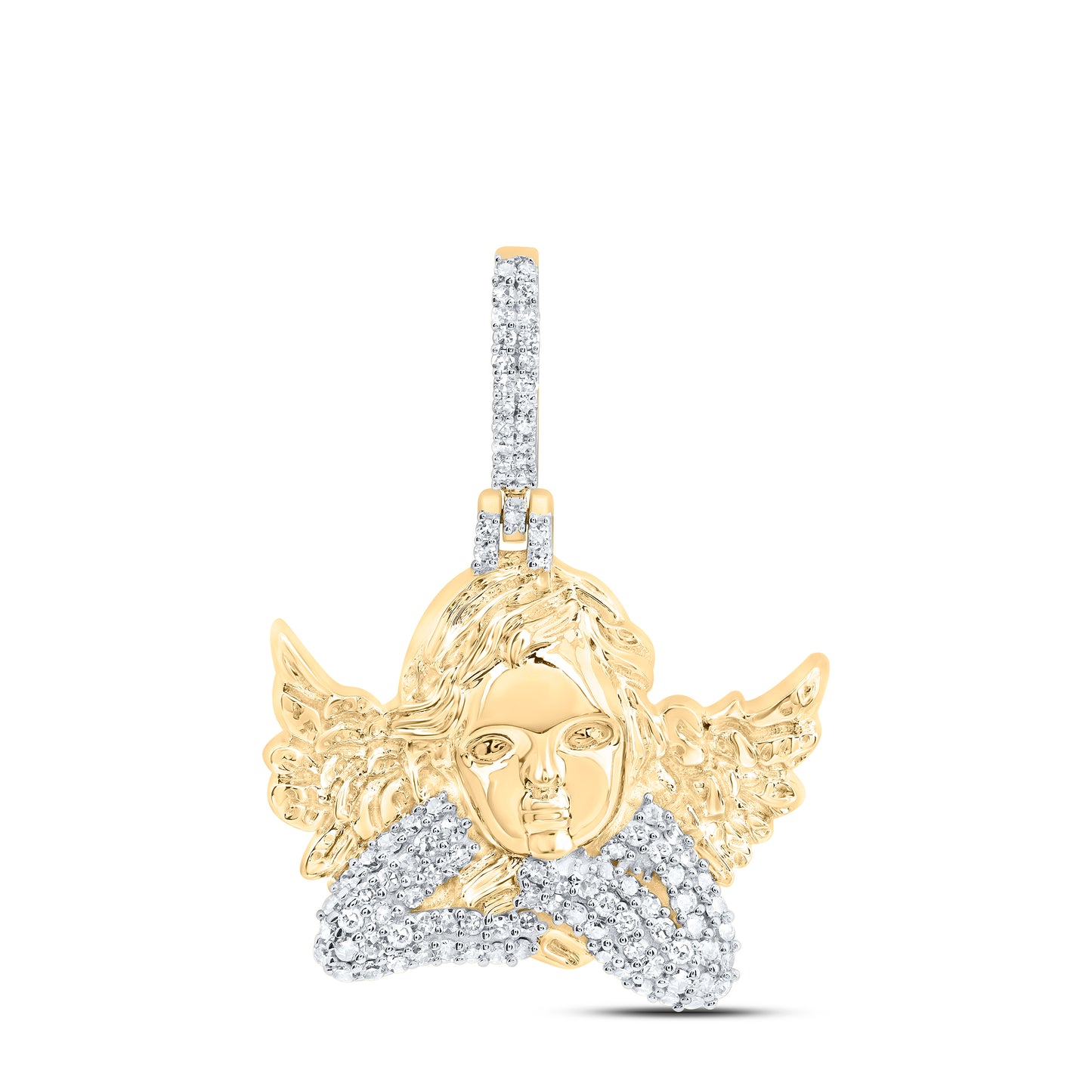 10kt Yellow Gold 3/8 Cttw Natural Diamond Fashion Angel Pendant