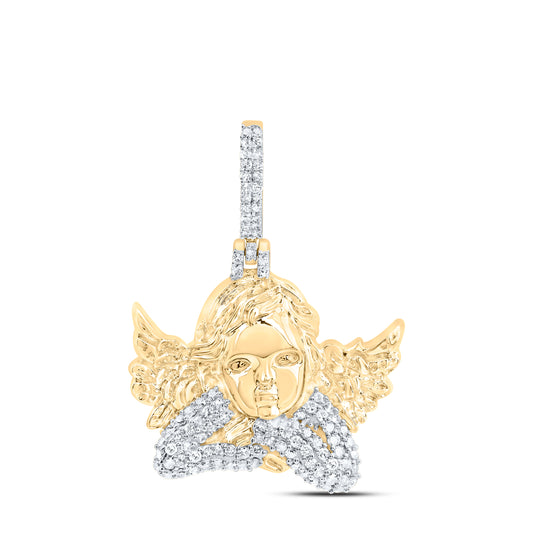 10kt Yellow Gold 3/8 Cttw Natural Diamond Fashion Angel Pendant
