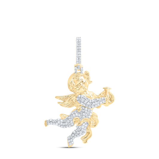 10kt Yellow Gold 1/2 Cttw Natural Diamond Fashion Angel Pendant