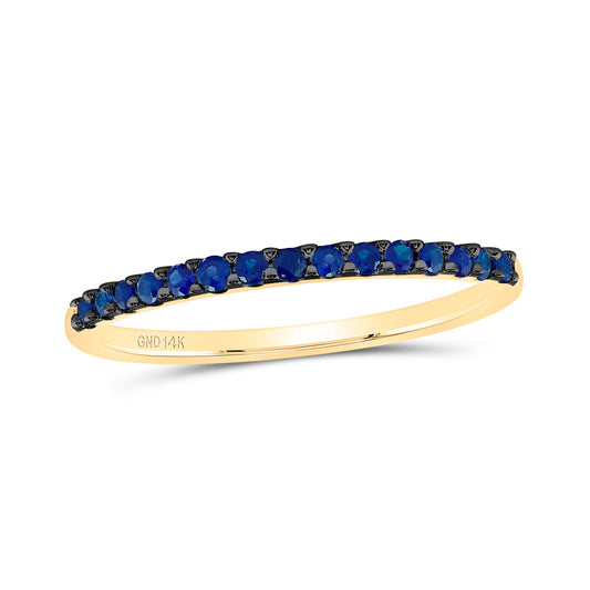 14kt Yellow Gold 1/8 Cttw Diamond Blue Diamond Fashion Bridal Wedding Engagement Anniversary Womens Band, Women Size: 5-9