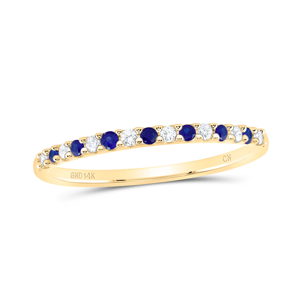 14kt Yellow Gold 1/6 Cttw Natural Diamond Blue Diamond Fashion Bridal Wedding Engagement Anniversary Womens Band, Women Size: 5-9