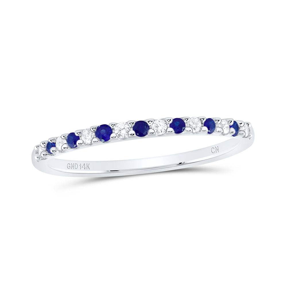 14kt White Gold 1/6 Cttw Natural Diamond Blue Diamond Fashion Bridal Wedding Engagement Anniversary Womens Band, Women Size: 5-9