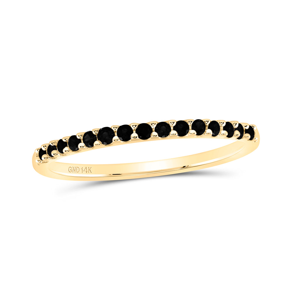 14kt Yellow Gold 1/6 cttw Diamond Black Diamond Bridal Wedding Engagement Anniversary Womens Band, Women Size: 5-9