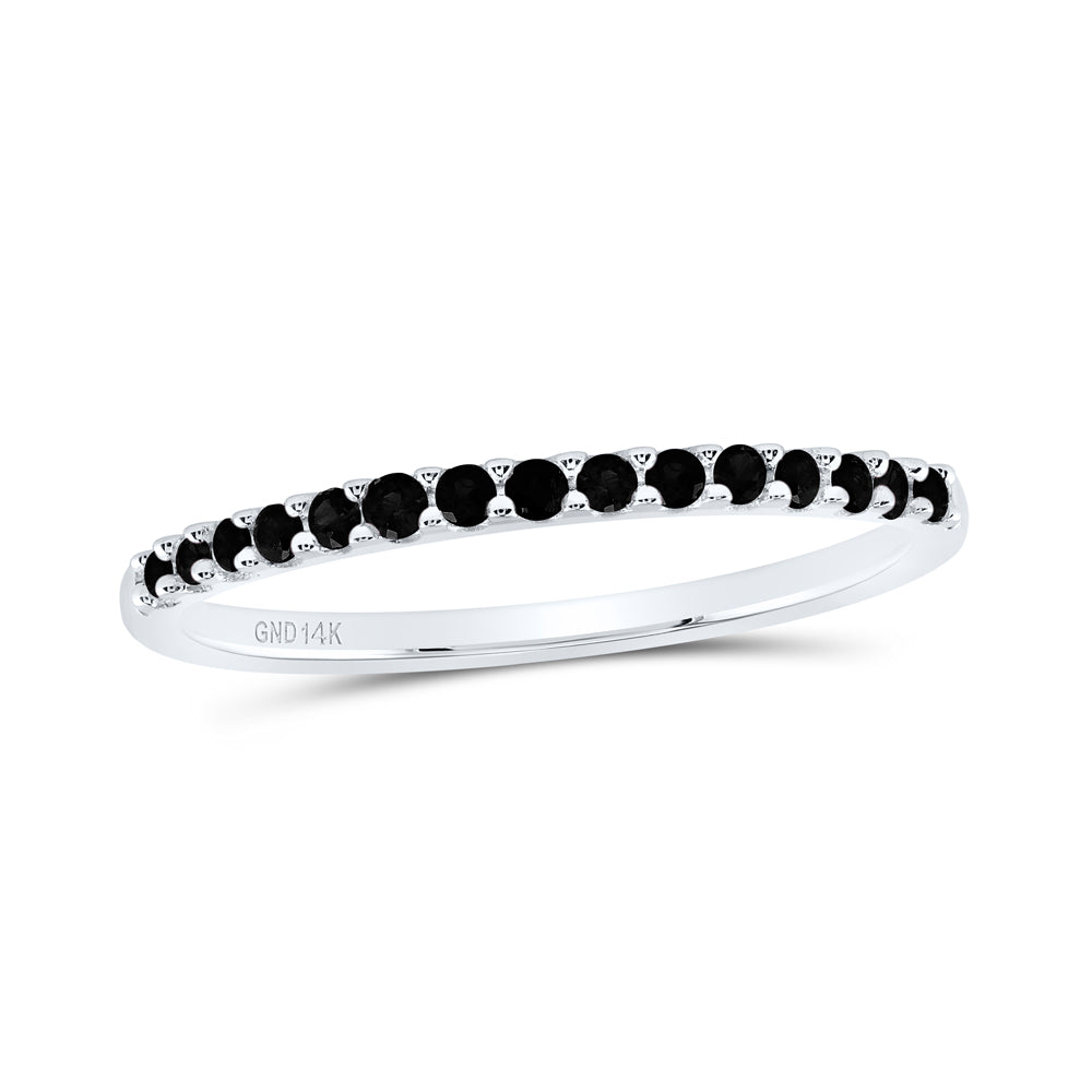 14kt White Gold 1/6 Cttw Diamond Black Diamond Bridal Wedding Engagement Anniversary Womens Band, Women Size: 5-9