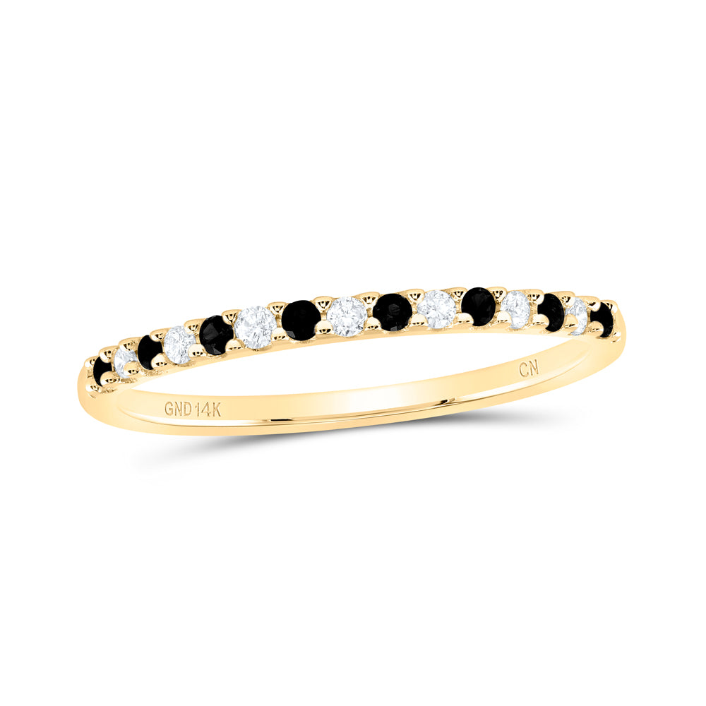 14kt Yellow Gold 1/6 Cttw Natural Diamond Black Diamond Fashion Bridal Wedding Engagement Anniversary Womens Band, Women Size: 5-9