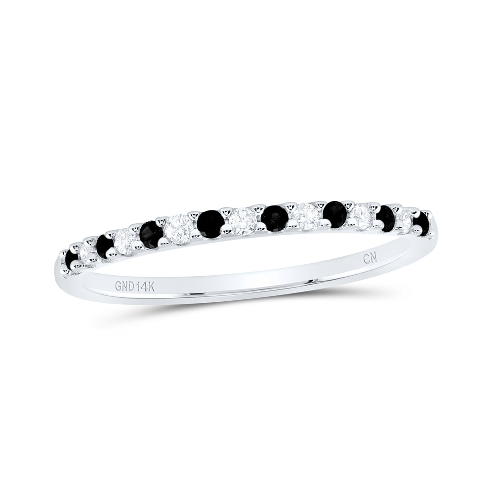 14kt White Gold 1/6 Cttw Natural Diamond Black Diamond Fashion Bridal Wedding Engagement Anniversary Womens Band, Women Size: 5-9