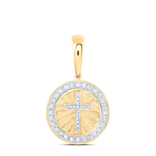 10kt Yellow Gold 1/2 Cttw Natural Diamond Cross Mens Charm