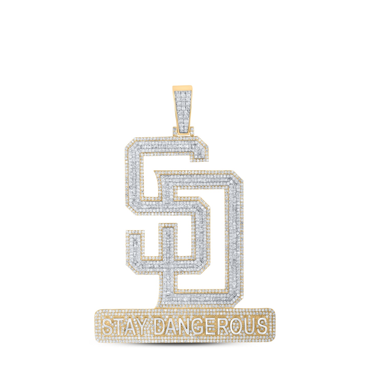 10k Yellow White 4 5/8 Cttw Natural Diamond Ãstay Dangerousä Mens Charm