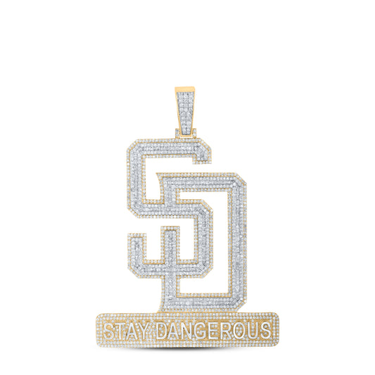 10k Yellow White 4 5/8 Cttw Natural Diamond Ãstay Dangerousä Mens Charm