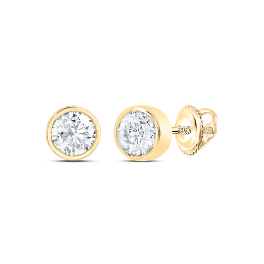 14kt Yellow Gold 1/2 Cttw Natural Diamond Excellent Stud Solitaire Earring