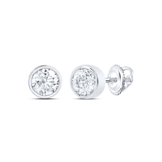 14kt White Gold 1/2 Cttw Natural Diamond Excellent Stud Solitaire Earring