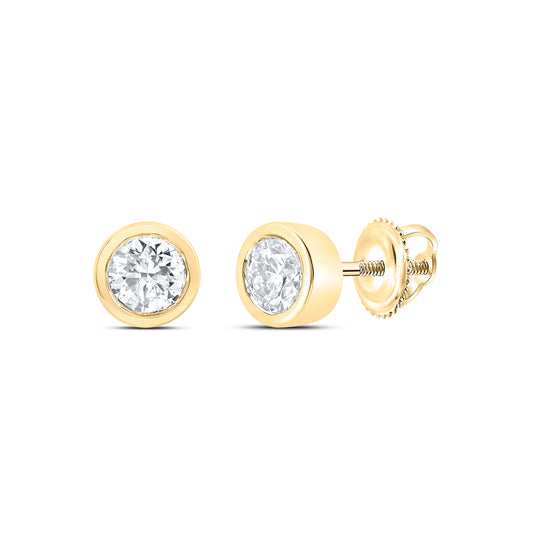 14kt Yellow Gold 3/4 Cttw Natural Diamond Excellent Stud Solitaire Earring