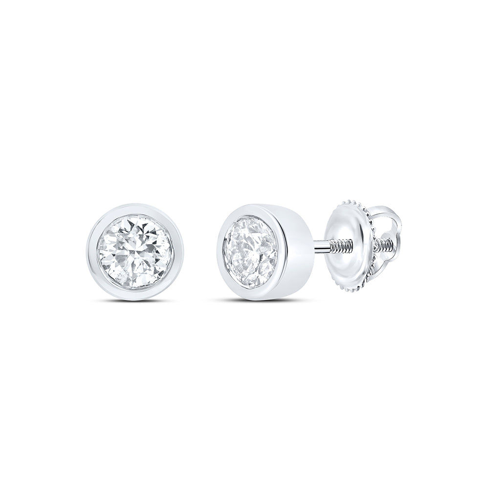 14kt White Gold 3/4 Cttw Natural Diamond Excellent Stud Solitaire Earring