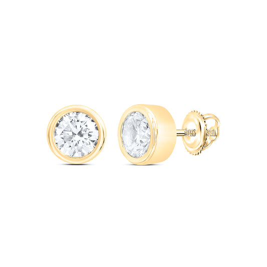 14kt Yellow Gold 1 Cttw Natural Diamond Excellent Stud Solitaire Earring