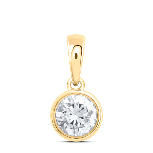 14kt Yellow Gold 1/2 Cttw Natural Diamond Excellent Stud Solitaire Pendant
