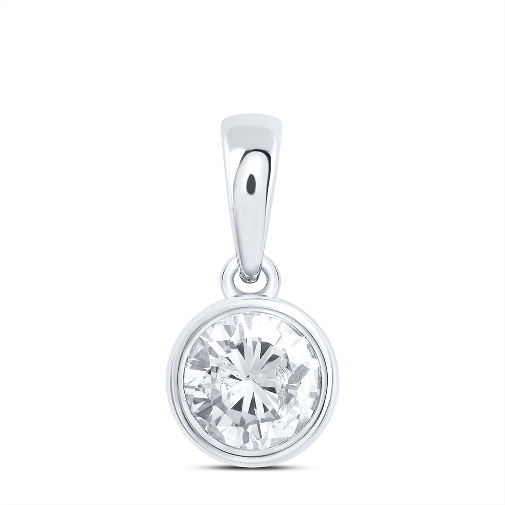 14kt White Gold 1/2 Cttw Natural Diamond Excellent Stud Solitaire Pendant