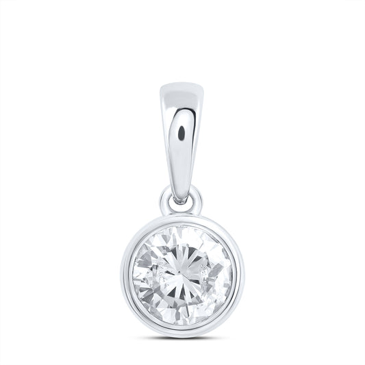 14kt White Gold 1/2 Cttw Natural Diamond Excellent Stud Solitaire Pendant