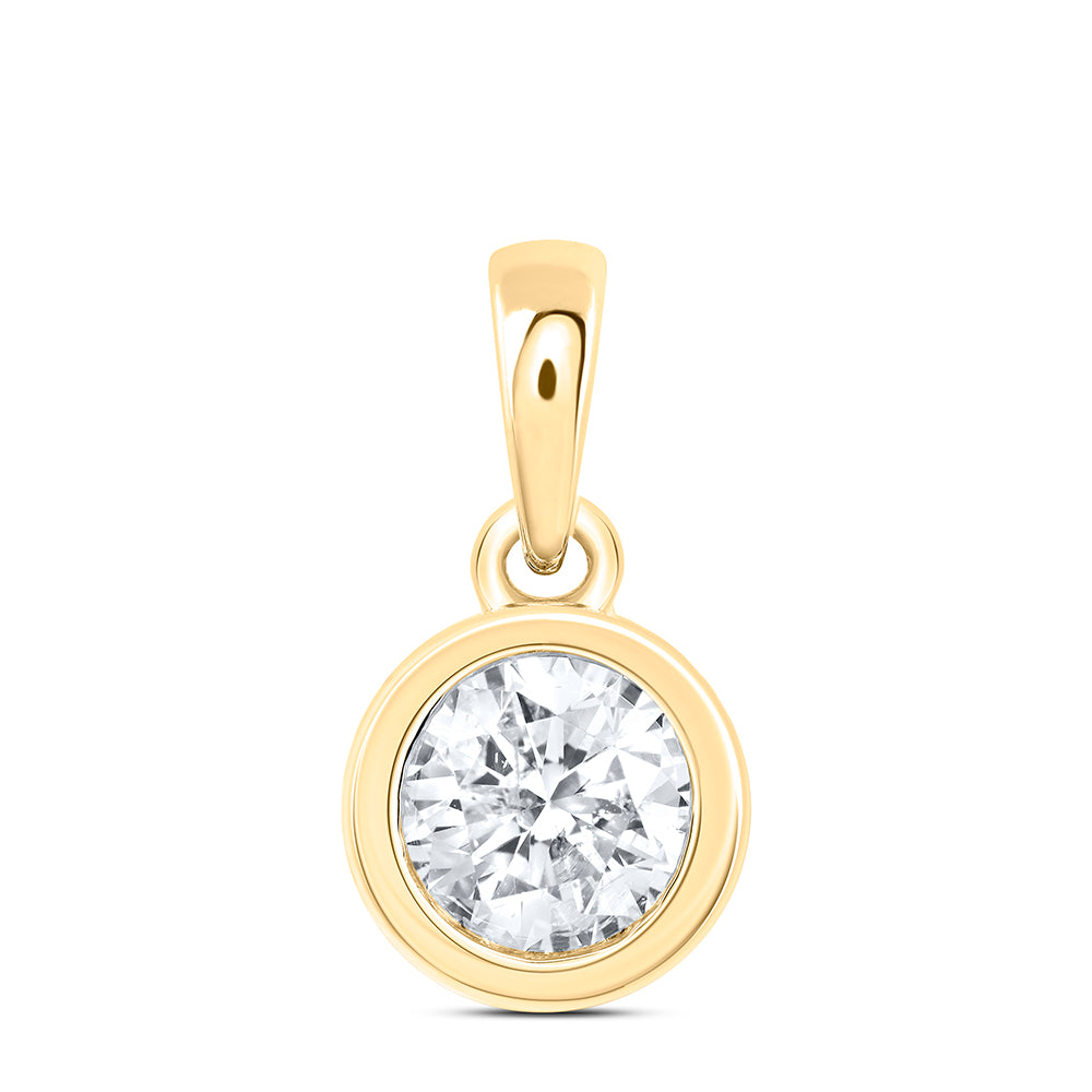 14kt Yellow Gold 3/4 Cttw Natural Diamond Excellent Stud Solitaire Pendant