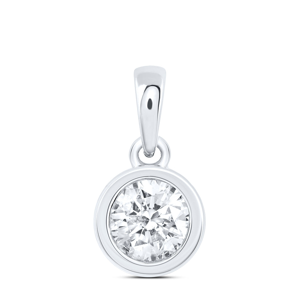 14kt White Gold 3/4 Cttw Natural Diamond Excellent Stud Solitaire Pendant