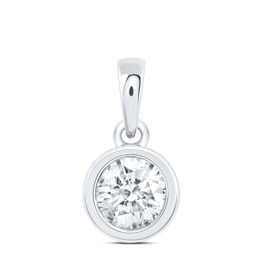 14kt White Gold 3/4 Cttw Natural Diamond Excellent Stud Solitaire Pendant