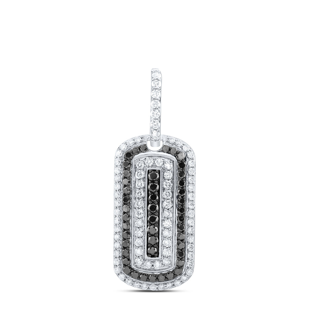 10kt White Gold 1 1/3 Cttw Natural Diamond Dog Tag Men's Charm