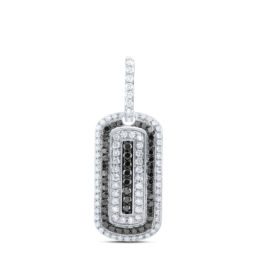 10kt White Gold 1 1/3 Cttw Natural Diamond Dog Tag Men's Charm