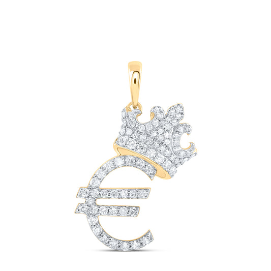 10kt Yellow Gold 3/4 Cttw Natural Diamond Fashion Crown Ladies Pendant