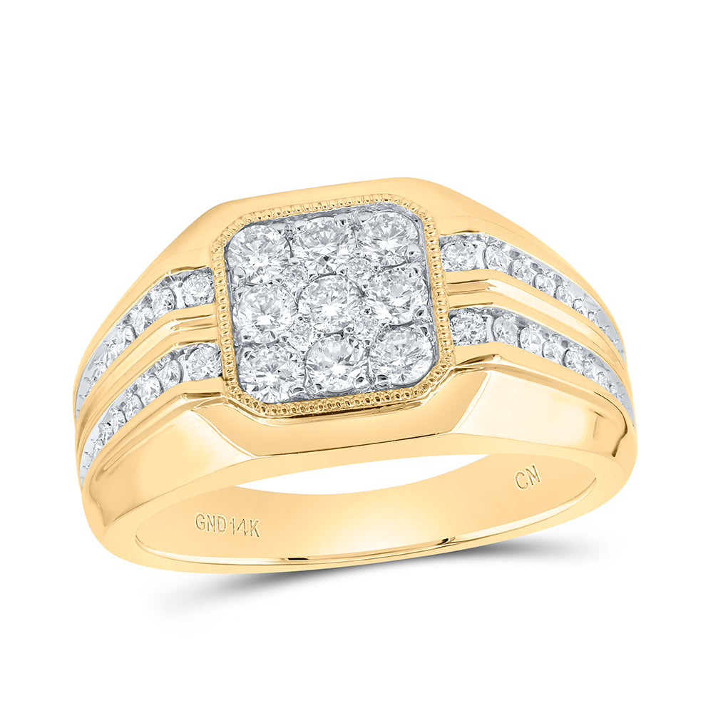 14kt Yellow Gold 1 Cttw Natural Diamond Mens Ring, Men Size: 8-12
