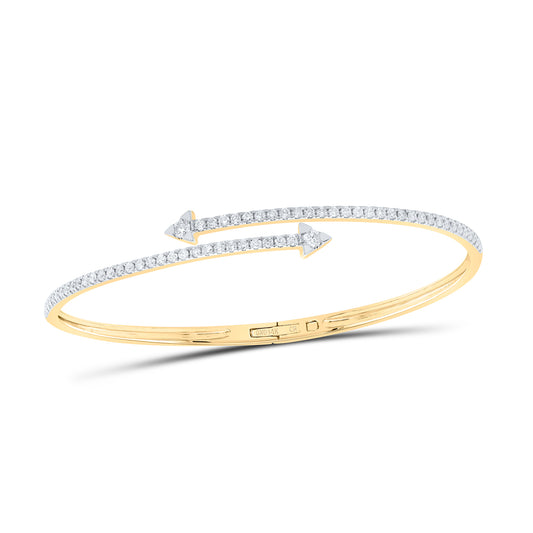 14K Yellow Gold 1 Ctw Natural Diamond Ladies Bangle (55X65 MM)