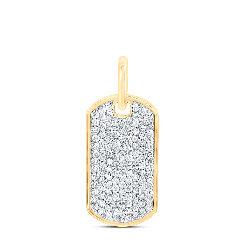 10kt Yellow Gold 2 Cttw Diamond Dog Tag Men's Charm