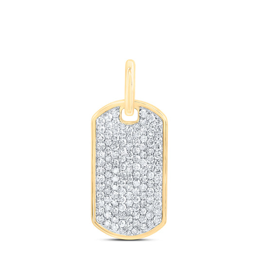 10kt Yellow Gold 2 Cttw Diamond Dog Tag Men's Charm