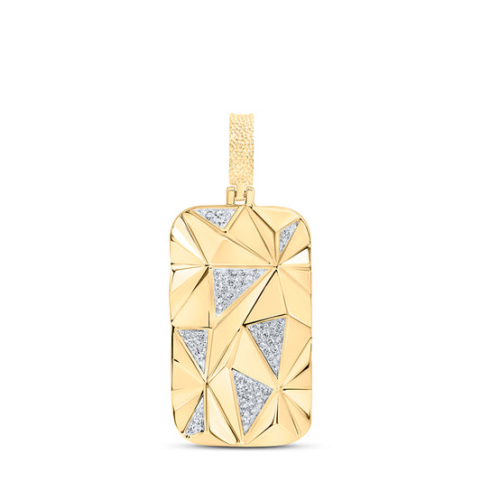 10kt Yellow Gold 1/4 Cttw Diamond Dog Tag Men's Charm