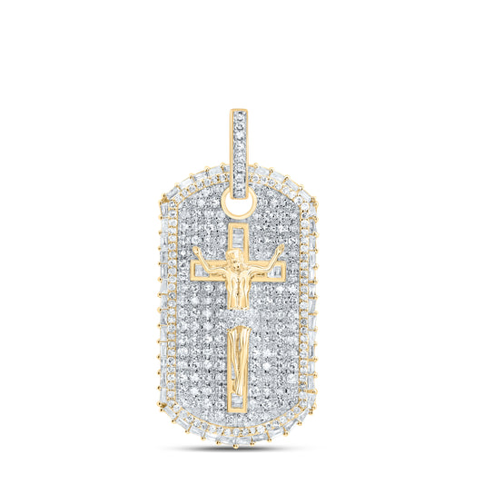 10kt Yellow Gold 2 Cttw Diamond Dog Tag Men's Charm