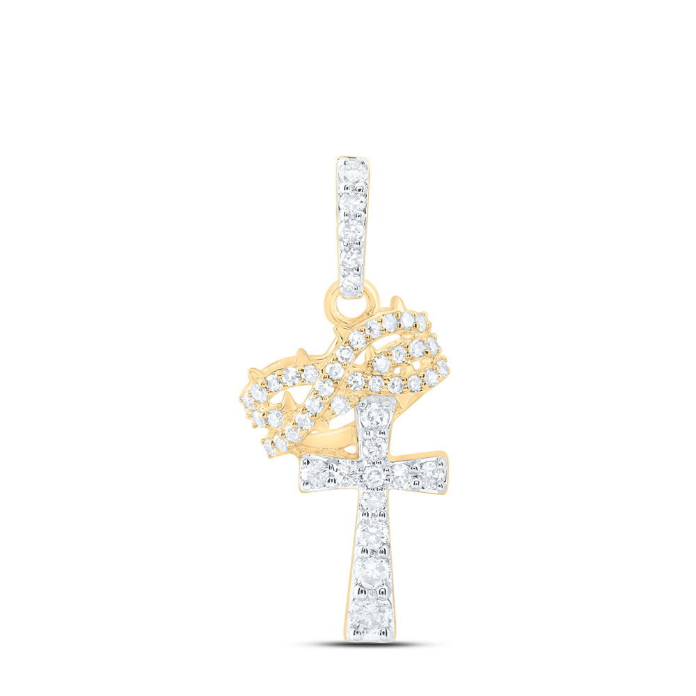 10kt Yellow Gold 1/4 Cttw Diamond Fashion Cross Pendant