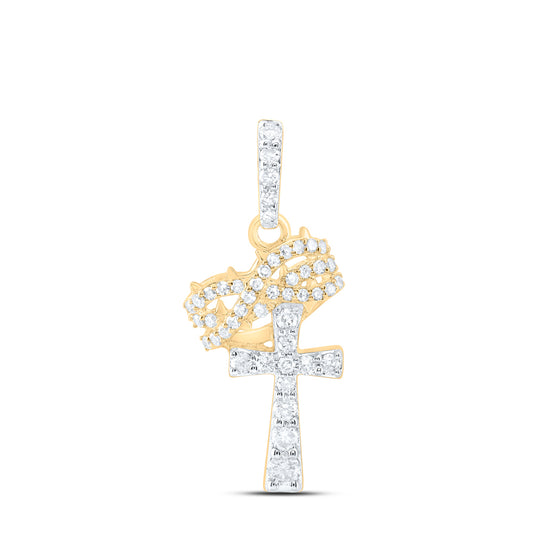 10kt Yellow Gold 1/4 Cttw Diamond Fashion Cross Pendant