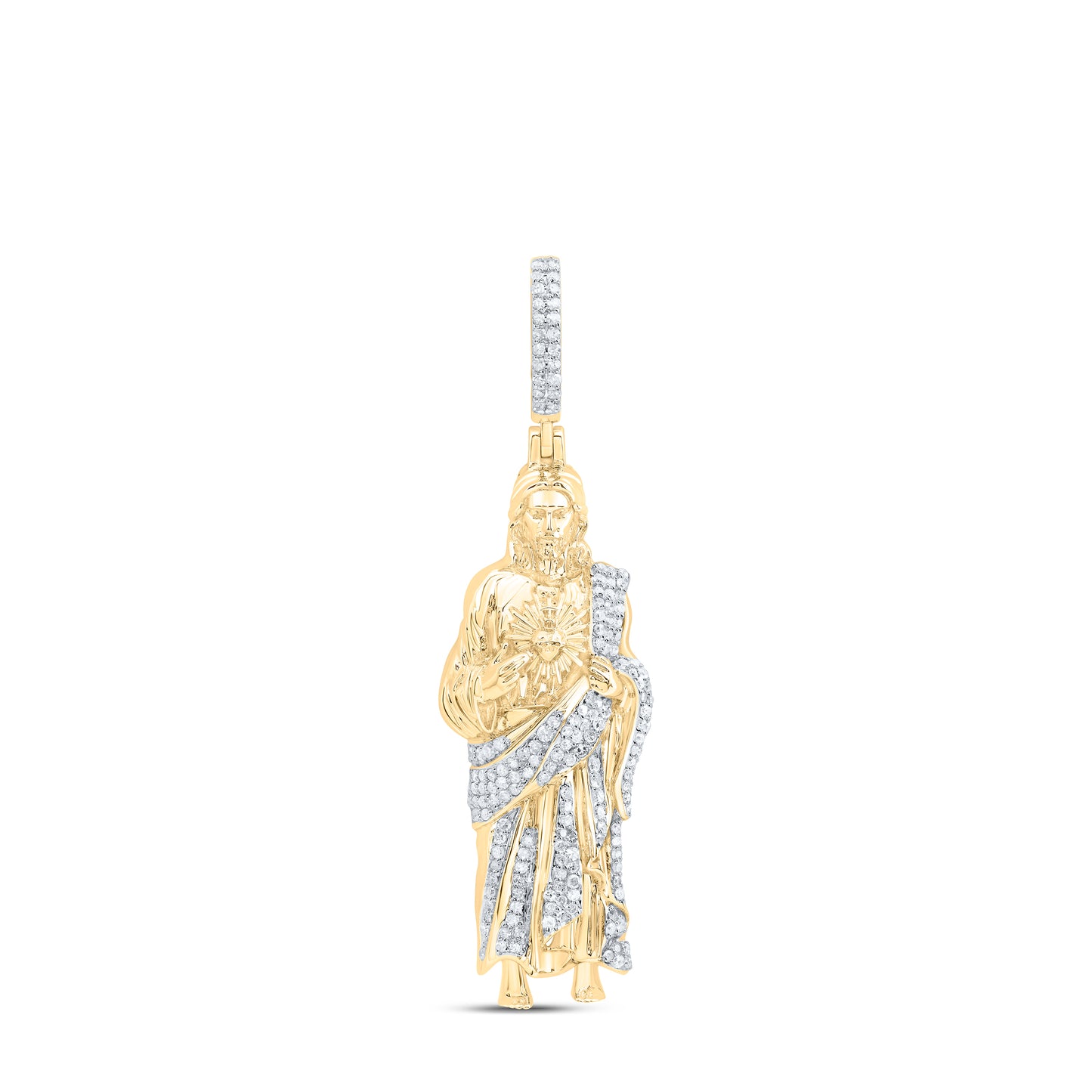 10kt Yellow Gold 5/8 Cttw Diamond Jesus Mens Charm