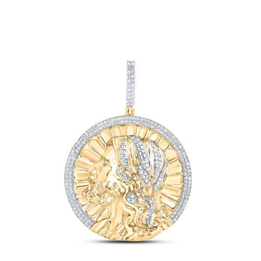 10kt Yellow Gold 1 Cttw Diamond Jesus Mens Charm