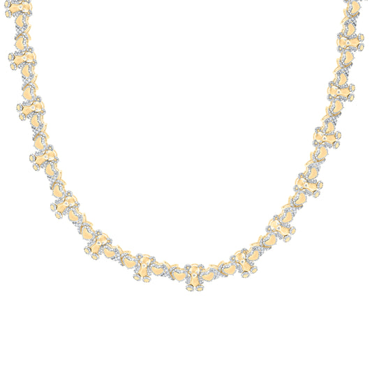 14kt Yellow Gold 6 3/4 Cttw Diamond Fashion Heart Teddy Necklace, Length: 17 Inch