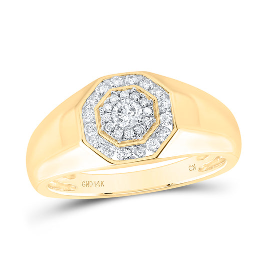 14kt Yellow Gold 1/2 Cttw Diamond Fashion Mens Ring, Men Size: 8-12