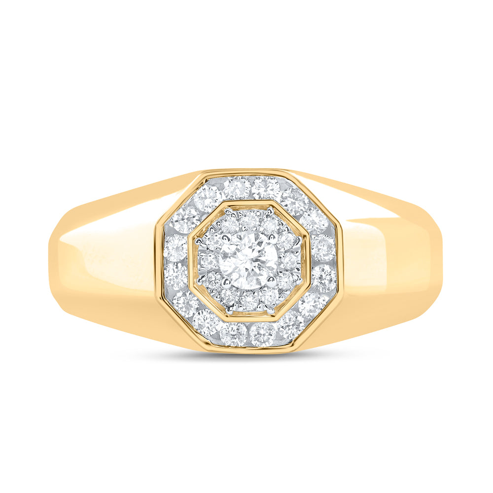 14kt Yellow Gold 1/2 Cttw Diamond Fashion Mens Ring, Men Size: 8-12