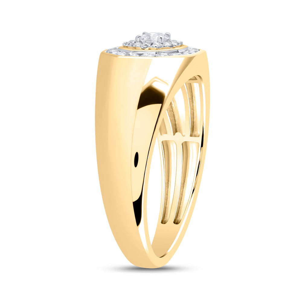 14kt Yellow Gold 1/2 Cttw Diamond Fashion Mens Ring, Men Size: 8-12