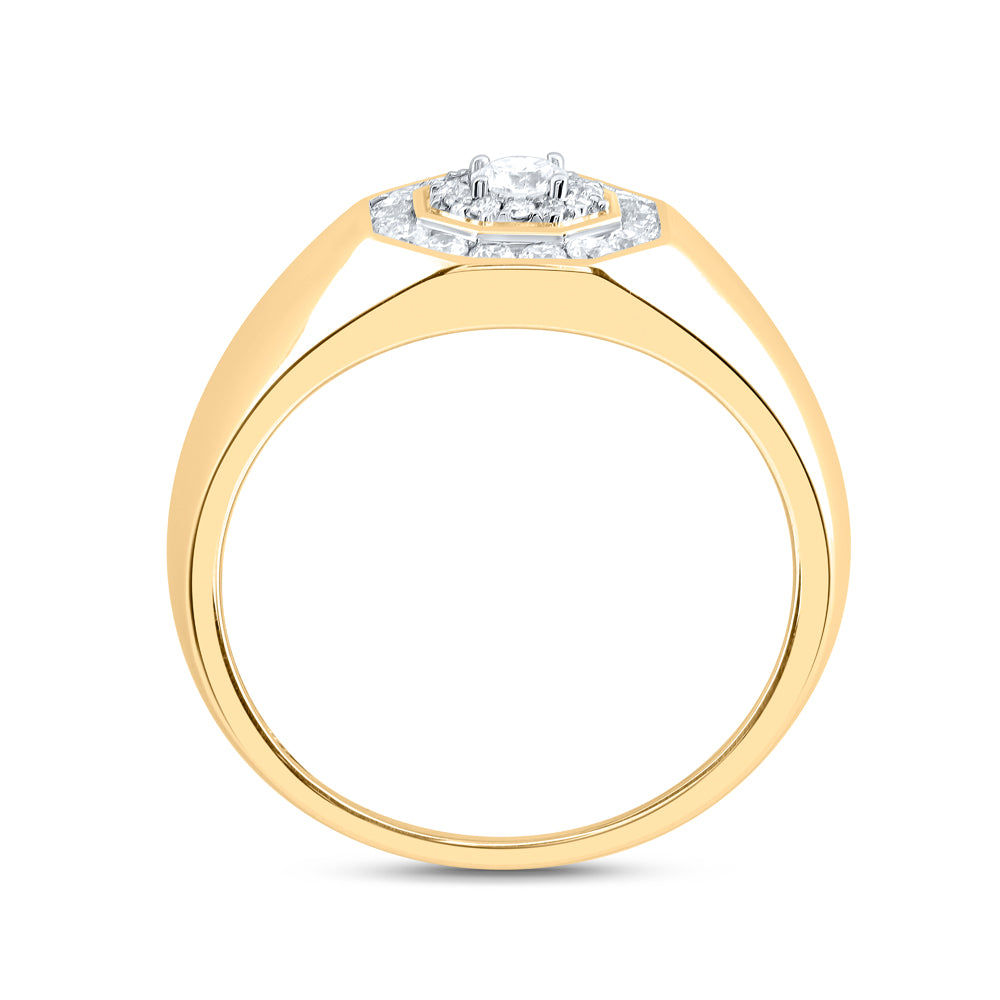 14kt Yellow Gold 1/2 Cttw Diamond Fashion Mens Ring, Men Size: 8-12